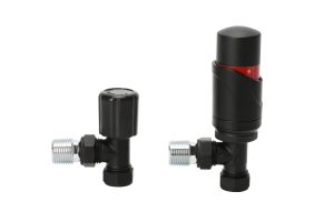 TRV-2351B Angle Black TRV and Lockshield Valve Set      ( PTFE Tape