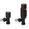 TRV-2351B Angle Black TRV and Lockshield Valve Set      ( PTFE Tape