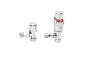 TRV-2351S Angle Silver TRV and Lockshield Valve Set      ( PTFE Tape