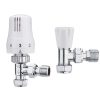 TRV-2351W Angle White TRV and Lockshield Valve Set      ( PTFE Tape