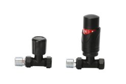 TRV-2353B Straight Black TRV and Lockshield Valve Set      ( PTFE Tape
