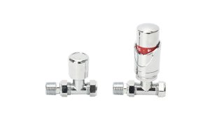 TRV-2353S Straight Silver TRV and Lockshield Valve Set      ( PTFE Tape