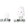 TRV-2353W Straight White TRV and Lockshield Valve Set      ( PTFE Tape