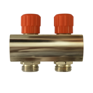 ZL-1121RR03 2 Ways 1" Brass Nickel-plated manifold with red handle