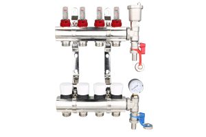 ZL-112504MK 4 Port manifold With Pressure gauge and auto air vent