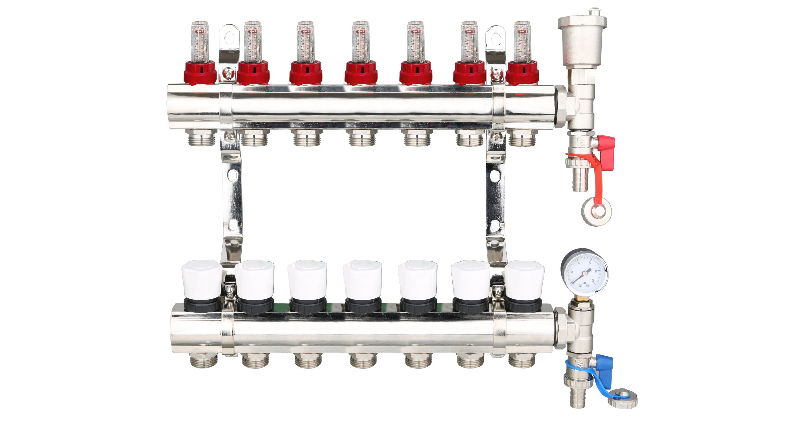 ZL-112507MK 7 Port manifold With Pressure gauge and auto air vent