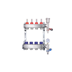 ZL-117504 4 Port manifold With Pressure gauge and auto air vent