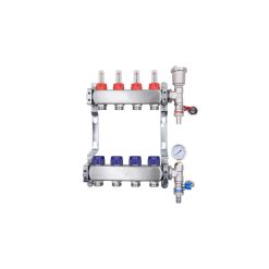 ZL-117504 4 Port manifold With Pressure gauge and auto air vent