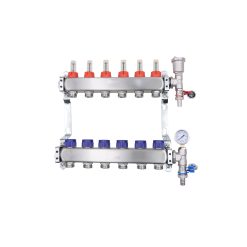 ZL-117506 6 Port manifold With Pressure gauge and auto air vent