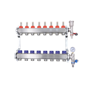 ZL-117508 8 Port manifold With Pressure gauge and auto air vent