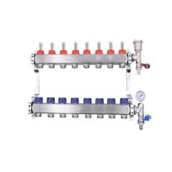 ZL-117508 8 Port manifold With Pressure gauge and auto air vent