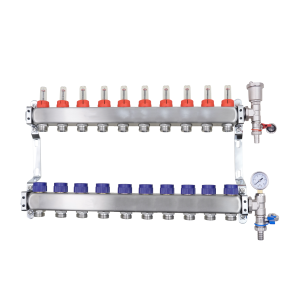 ZL-117510 10 Port manifold With Pressure gauge and auto air vent