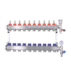 ZL-117510 10 Port manifold With Pressure gauge and auto air vent