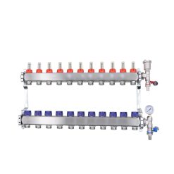 ZL-117511 11 Port manifold With Pressure gauge and auto air vent