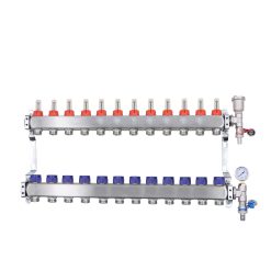 ZL-117512 12 Port manifold With Pressure gauge and auto air vent