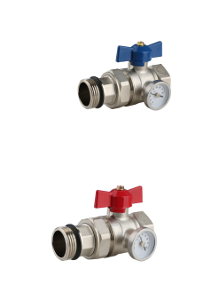 ZL-4012 1" Ball valve With Temp Gauge set Red&Blue(Pair)