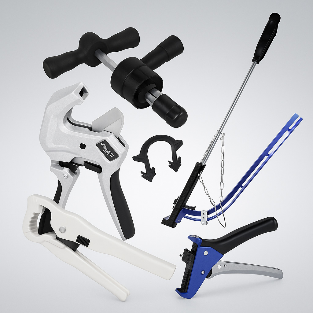 Underfloor heating accessories tools and clips