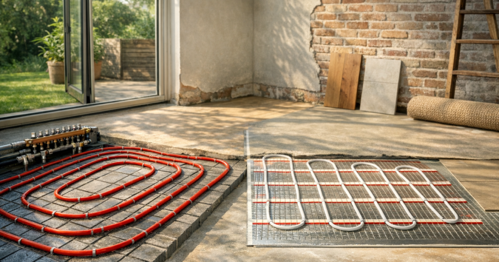 wet underfloor heating vs electric