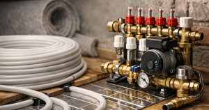underfloor heating pipe and pump system