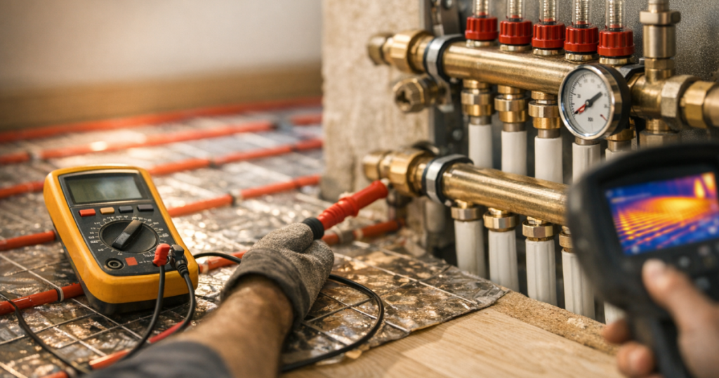 inspect and test underfloor heating system